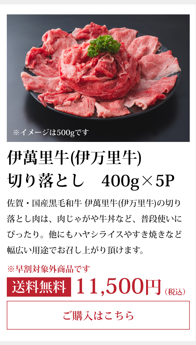 伊萬里牛(伊万里牛)
    切り落とし　400g×5P